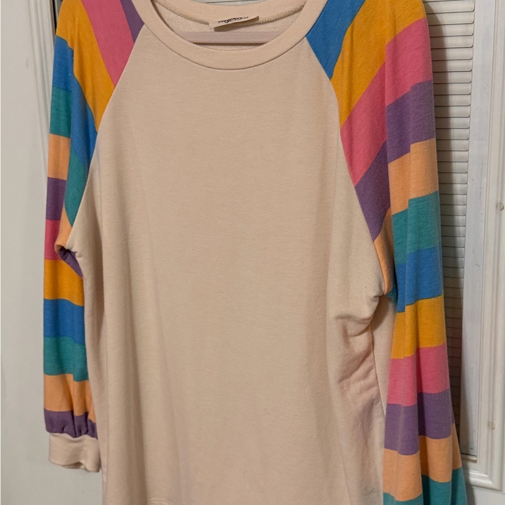 LAST CHANCE Multicolor Striped Sleeve Women's Long Sleeve Top